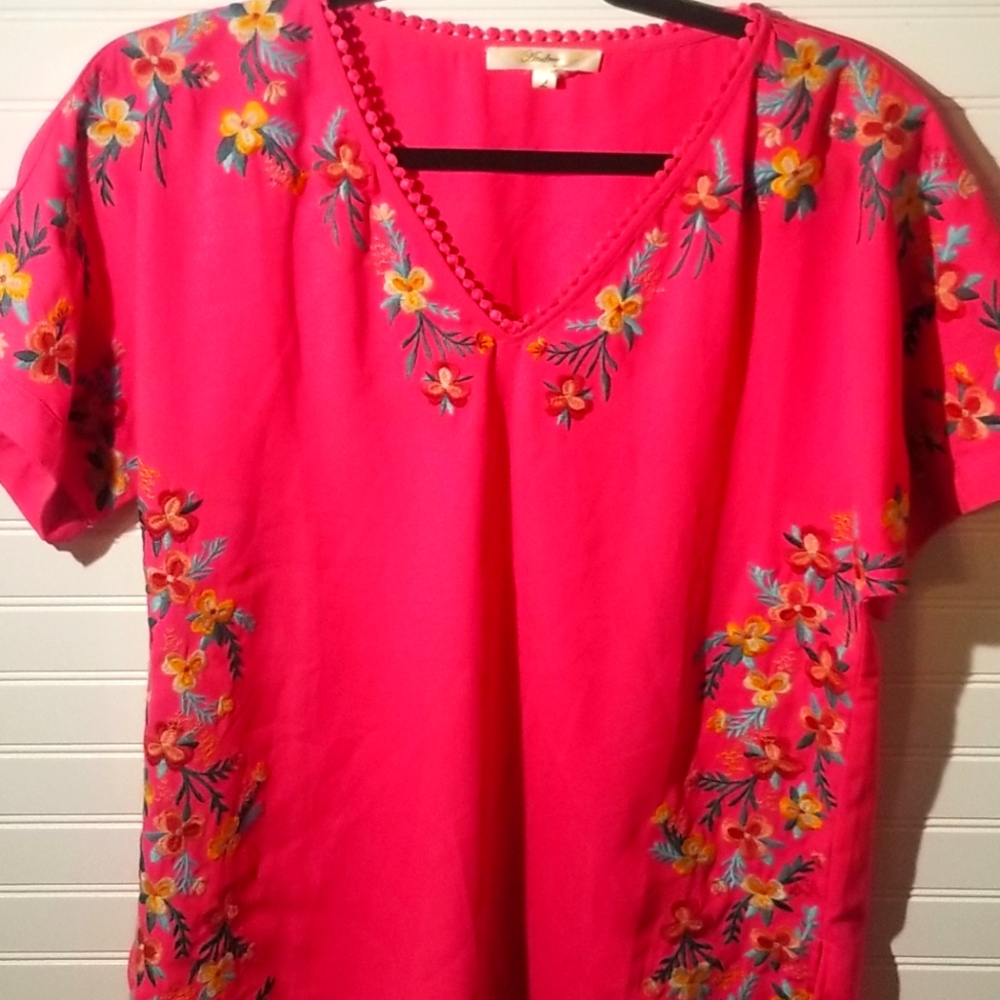 Embroidered Hot Pink Shirt
